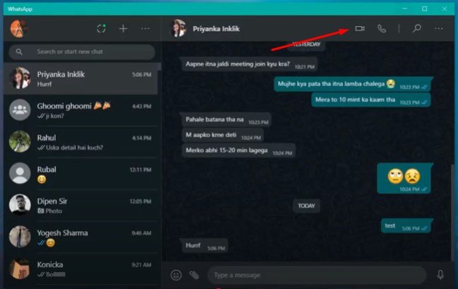 whatsapp desktop videollamada